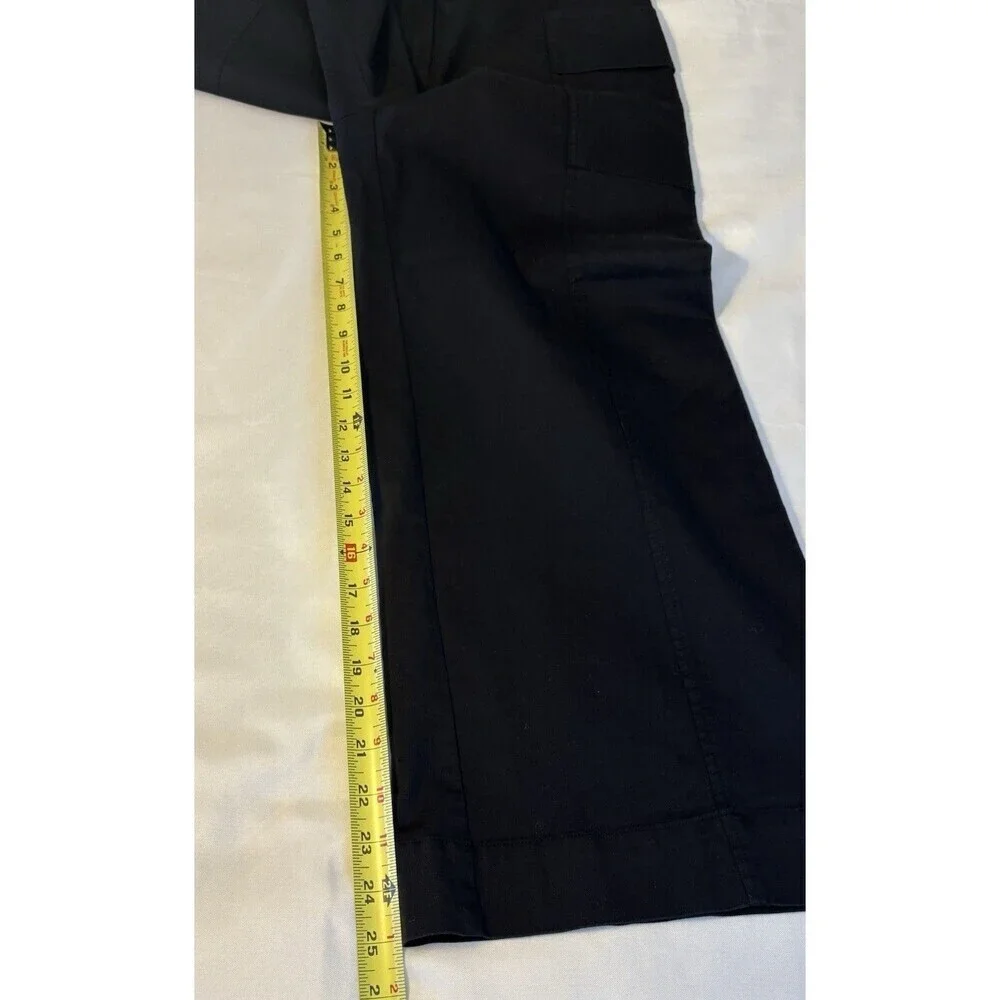 CHICOS Black Utility Cropped Twill Pants Size 8/10 (M) Wide Leg Cargo